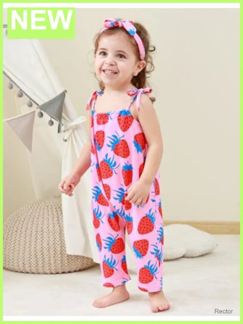Toddler Girls Romper Jumpsuit Sleeveless Tie-Up Strap Summer Outfit with